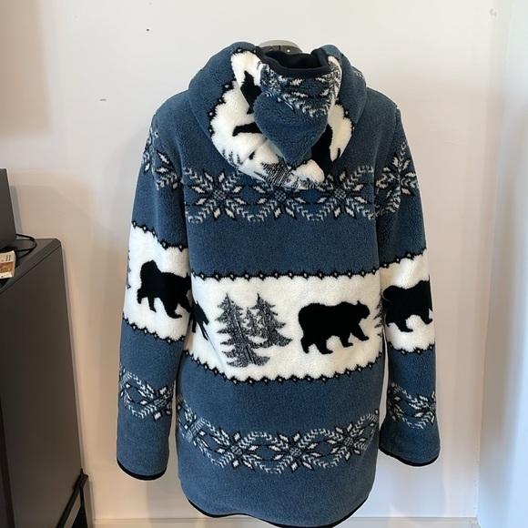 NORDIC LIGHTS Reversible Bear Print Hooded Teddy Coat size Small - Picture 3 of 11